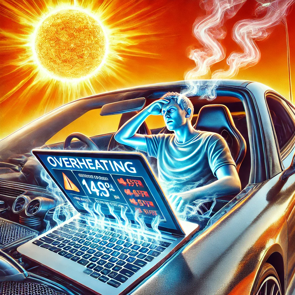 hot cars and laptop never match